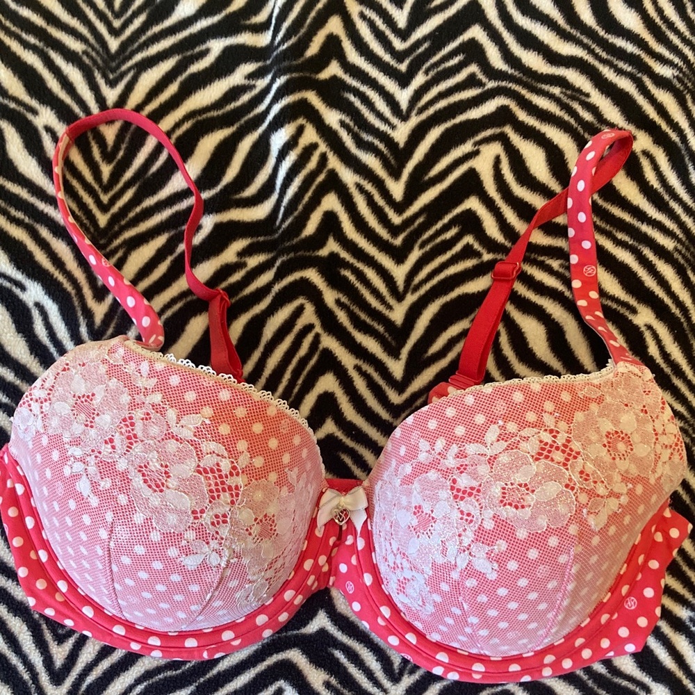 Victoria's Secret Red and White Lace Bra
